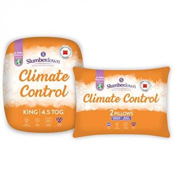 Slumberdown Climate Control 4.5 Tog Summer Duvet and 2 Pillows, White, Kingsize