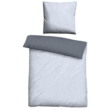 Biberna Wendebettwäsche Combinate in Gr. 135x200, 155x220 oder 200x200 cm, Mako-Satin, 2 teilig, Bettwäsche aus Baumwolle, zeitlose Bettwäsche mit Wendeoptik
