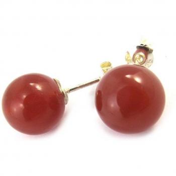 Bijou Céleste – Boucle Argent 10 mm, Agate rouge