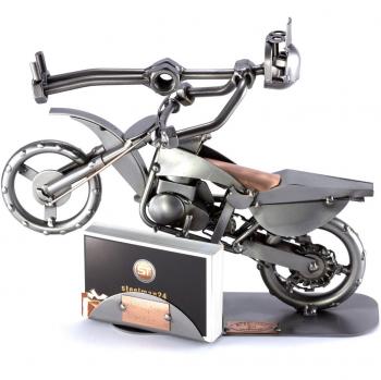 Handgefertigter Stahlfigur „Motocross Freestyle“ – Deko und Kartenhalter