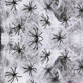 HusDow 300 sqft Halloween Cobwebs & Spiders Bundle – Haunted House Props