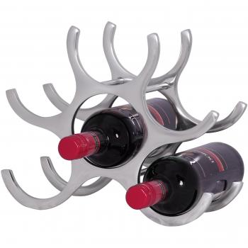 Wohnling Deko Weinflaschen Halter aus Aluminium 29x24x14 cm