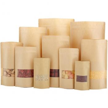 10pcs Kraft Paper Ziplock Bags with Window for Dry Fruits