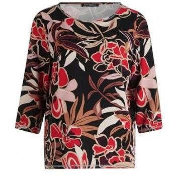 Betty Barclay Damen Sweatshirt mit Rippenstruktur in Rot und Schwarz, Größe 38