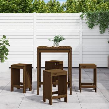 Conjunto de jardín 5 piezas madera maciza de pino
