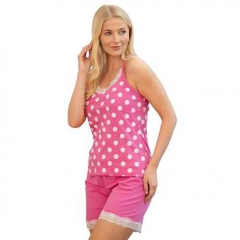 Soft Cotton Spot Print Pyjamas – Camilla Line, Sleeveless Top, Lace Detail