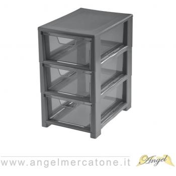 Cassettiera plastica grafite 3 cassetti