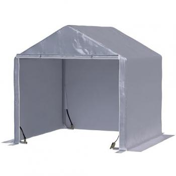 Outsunny Carpa para bicicletas y motos 2x2x2 m garaje portátil con 1 puerta con cremallera 1 cubierta de pe impermeable anti-UV y marco de acero gris