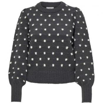 JACQUELINE de YONG Strickpullover mit Puffärmeln, Lange Bündchen, Regulär 8036 in Dunkelgrau