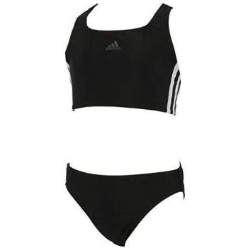 Adidas Swimwear 3 Stripes Bikini per Bambina, Taglia 7-8A, Nero/Bianco