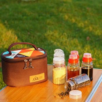 6x Set of 6 Outdoor Condiment Oil Storage Bottles with Carrying Bag