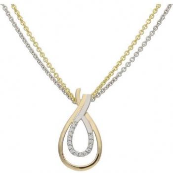 JuwelmaLux 14K Kettenanhänger 585/000 – Weißgold & Gold, 1 Brillant