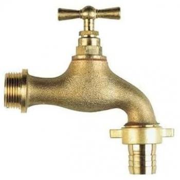 Robinet de puisage en laiton brut, tête 1/2 – mâle 3/4, nez 3/4, tuyau Ø15