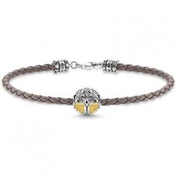 Thomas Sabo Bracciale 19 cm “Albero dell’Amore”, pelle grigia