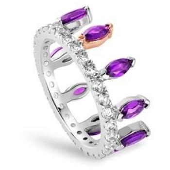 Women's Celebration Crown Ring – Sterling Silver with Amethysts & Topaz