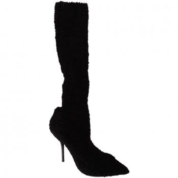 Black Stretch Knee High Booties