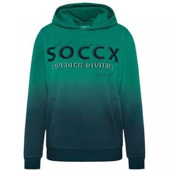 SOCCX Glitzer-Kapuzensweatshirt für Damen, XL, grün