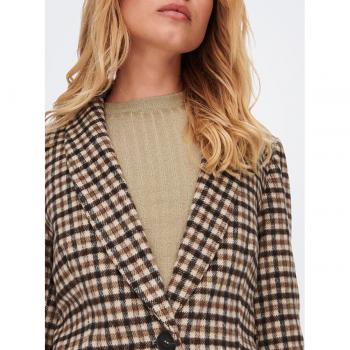 Abrigo de Mujer Only con Diseño de Cuadros y Botón Único