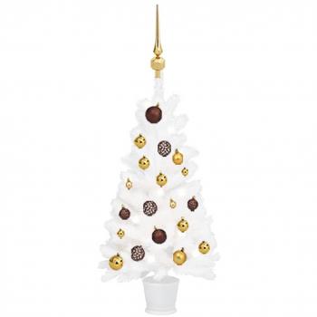 VidaXL Árbol De Navidad Preiluminado Con Luces Y Bolas Blanco 90 Cm