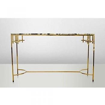 Casa Padrino Beistelltisch Jugendstil Gold Metall/Marmor 130 x 40 cm