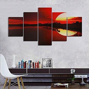 Freie Lieferung: 5‑faches Modulares Rot Dusk Lakeside Canvas Set