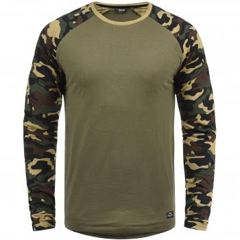 !Solid Cajus Herren Langarmshirt, Camouflage, Rundhals, Größe:XL, Farbe:Dusty Oliv