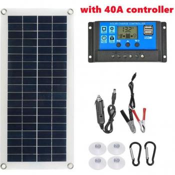 Solar Charger 100W 12V Solar Panel with 10A-100A Charge Controller for RV, Car, Phone, MP3 and Outdoor Battery Supply