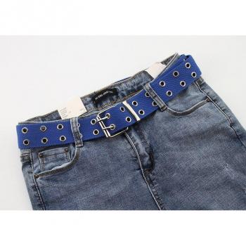 7 Farben! 105cm Zweireihiger Gürtel aus Canvas für Jeans und Hosen
