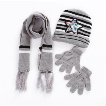 Skullies Conjunto Lentejuelas + Bufanda + Guante 3 uds