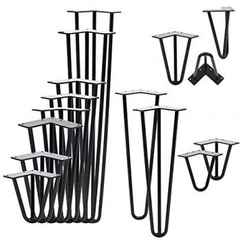 Haarnadelbeine 4er Set, Metall, Stahl, 2 oder 3 Streben, Größenwahl, Schwarz