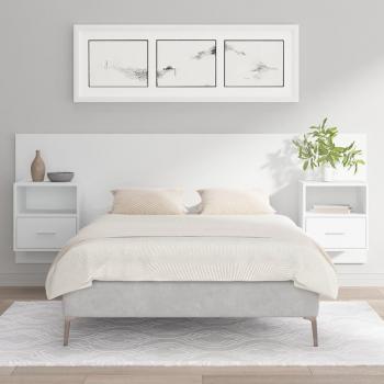 VidaXL White Fabric Headboard with Built‑In Drawers