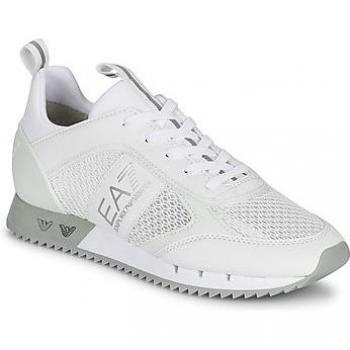 EA7 Emporio Armani UK White/Silver Sneakers for Men, 4.5