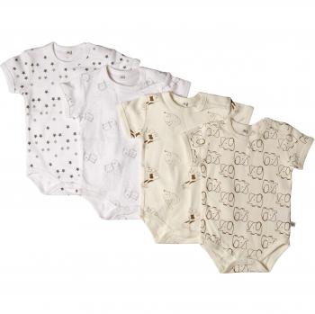 Pippi Kurzarm-Body 2–3 Jahre, 4‑Pack, Weiß, Größe 98 – Kinderunisex