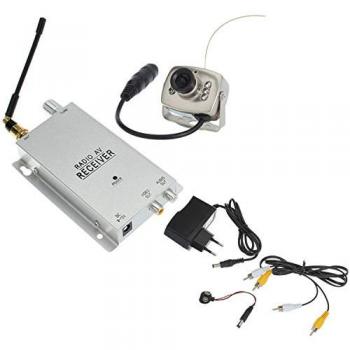 Kit de Surveillance Caméra Sans Fil 1.2G avec Récepteur AV et Alimentation (Prise EU) Argent