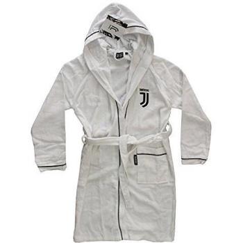 Accappatoio Salvaspazio FC Juventus Adulto Mis.M. Microspugna Puro Cotone Bianco Nuovo Logo e Bordi Neri Prod.Ufficiale