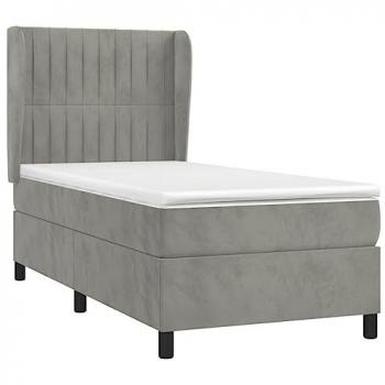 VidaXL Boxspringbett 90x200 cm Samt Hellgrau