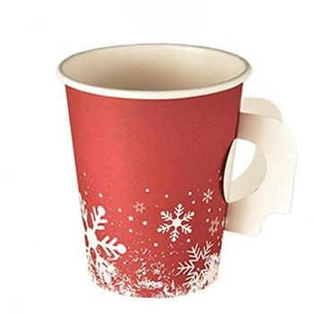 PAPSTAR GmbH Einwegbecher 50 Trinkbecher mit Henkel, Pappe 0,2 l Ø 8 cm · 9,3 cm Winter Time