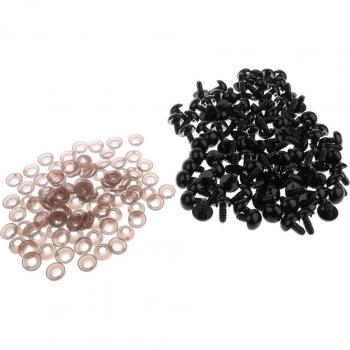 Yeux noirs en plastique pour poupées avec disques