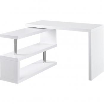 HOMCOM Mesa de Ordenador PC Escritorio de Esquina Giratorio 360 Grados en Forma Recta con Estantes para Oficina en Casa 192x50x76,1 cm Blanco