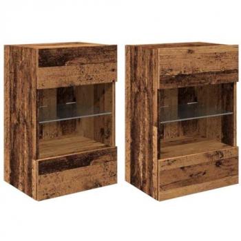 Meubles TV muraux LED 2 pcs vieux bois 40x30x60,5 cm
