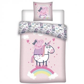 Parure de lit Peppa Pig Licorne en coton naturel rose 140x200