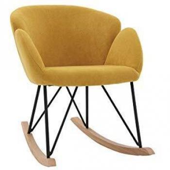 Sedia a dondolo design giallo senape in velluto