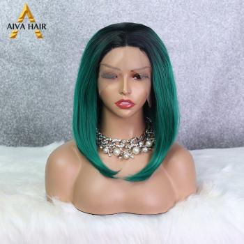 Short Synthetic Wig in Black, Green, Pink