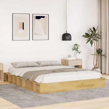 Cadre de lit 135x190 cm en chêne massif sans matelas