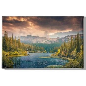 Stampa su Tela Lago Multicolore in Poliestere e Legno, 70x3x45 cm