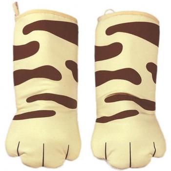 Guantes de horno con diseño de patas de gato, resistentes al calor, antideslizantes, de poliéster, 1/2 piezas
