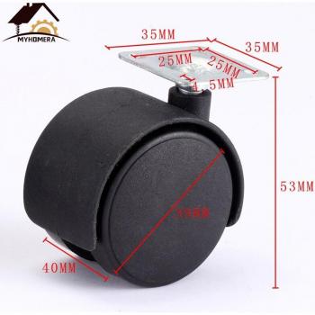 Myhomera 1,5‑Zoll Möbel-Rad-Set – 39 mm M8 Schraube/Platte, schwenkbar, Bremse