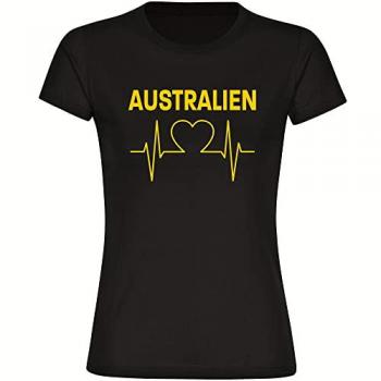 Damen T-Shirt Australien Herzschlag Gelb Fanartikel Größe XXL