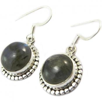 Aurora de Labradorita: Pendientes de Plata 15 mm, Lily