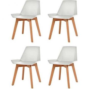 VidaXL Set di 4 Sedie da Pranzo Bianche in Plastica